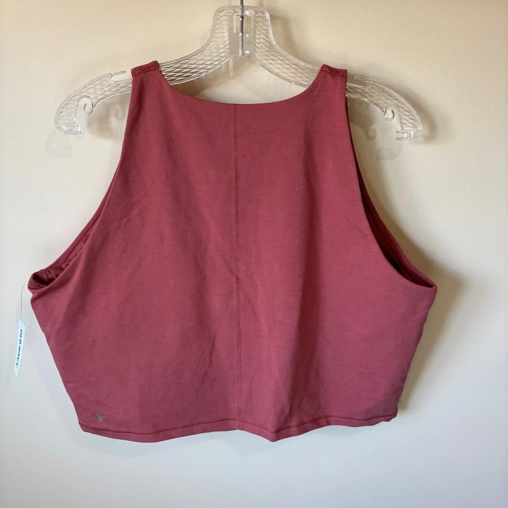 Old Navy Boxy Cropped Tank Top Pink with Padded Bra Workout Summer Shirt - Picture 2 of 9